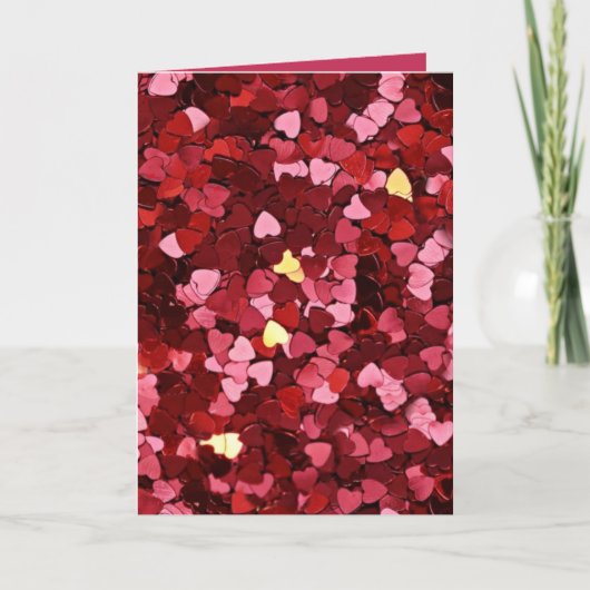 Red and Pink Hearts Confetti Happy Valentine's Day Kaart (Voorkant)