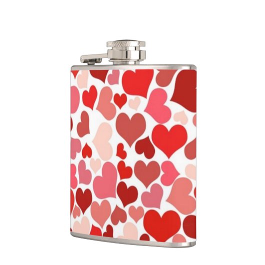 Red and Pink Hearts Mosaic Pattern Heupfles (Links)