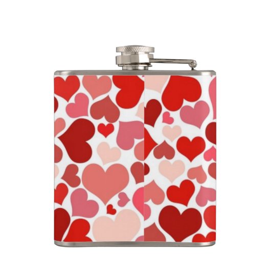 Red and Pink Hearts Mosaic Pattern Heupfles (Achterkant)