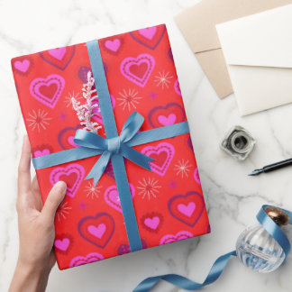 Red and Pink Hearts Romantic Valentine's Cadeaupapier