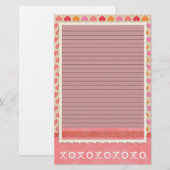 Red and Pink Hearts Stationery - optionele lijnen Briefpapier (Voorkant / Achterkant)