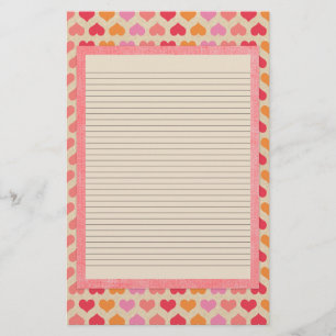 Red and Pink Hearts Stationery - optionele lijnen Briefpapier