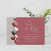 Red and Pink Hearts Wedding Save the Date (Staand voorkant)