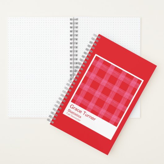 Red and Pink Illustrated Plaid Notebook Notitieboek (Binnen)