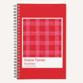 Red and Pink Illustrated Plaid Notebook Notitieboek (Voorkant)