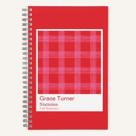 Red and Pink Illustrated Plaid Notebook Notitieboek