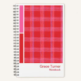 Red and Pink Illustrated Plaid Vertical Palette Notitieboek