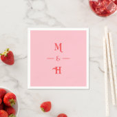 Red and Pink Minimalist Monogram Wedding Party Servet (Insitu)