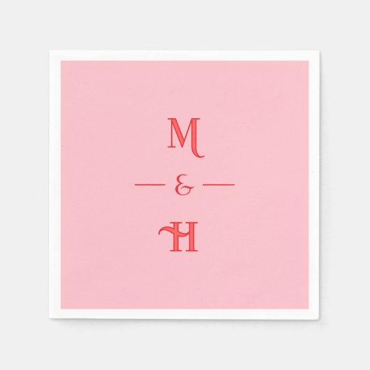 Red and Pink Minimalist Monogram Wedding Party Servet (Voorkant)