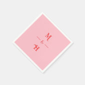 Red and Pink Minimalist Monogram Wedding Party Servet (Hoek)
