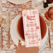 Red and Pink Retro Illustrated | Dinner Wedding Menu