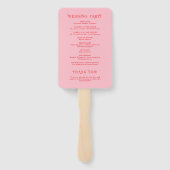 Red and Pink Retro Wedding Program Handwaaier (Achterkant)