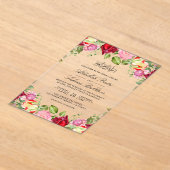 Red and Pink Roses Floral Muslim Wedding Acryl Uitnodigingen (Laagn)