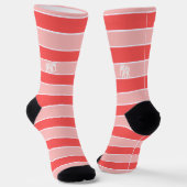 Red and pink stripes with white elephant sokken (Gebogen)