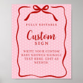 Red and Pink Valentines Baby Shower Custom Sign Poster (Voorkant)