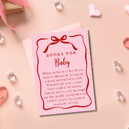 Red and Pink Valentines Books For Baby Shower Informatiekaartje