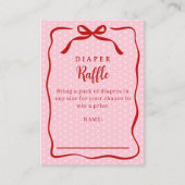 Red and Pink Valentines Diaper Raffle Baby Shower Informatiekaartje (Voorkant)