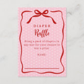 Red and Pink Valentines Diaper Raffle Baby Shower Informatiekaartje (Voorkant)