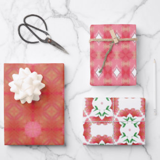 Red and pink watercolor geometric wrapping paper