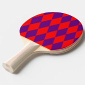 Red and Purple Harlequin Checkered Design Tafeltennisbatje (Voorkant Gekanteld)