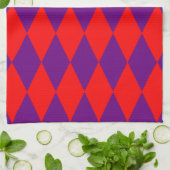 Red and Purple Harlequin Checkered Design  Theedoek (Gevouwen)