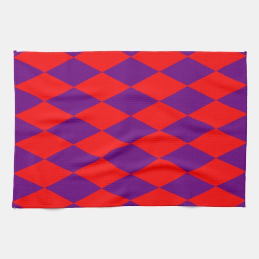 Red and Purple Harlequin Checkered Design  Theedoek (Horizontaal)