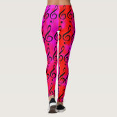 Red and roze Tie Dye Music Clef Note, Leggings (Achterkant)