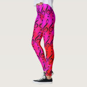 Red and roze Tie Dye Music Clef Note, Leggings (Links)