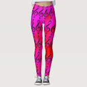 Red and roze Tie Dye Music Clef Note, Leggings (Voorkant)