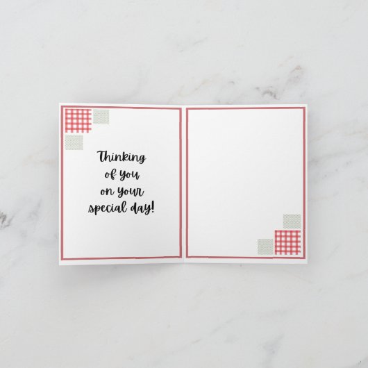 Red and Sage Stippen en Gingham - 18e verjaardag Kaart (Binnen)