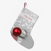 Red and Silver Christmas Ornaments Elegant Kleine Kerstsok (Voorkant (Hangend))