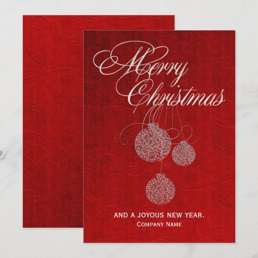 Red and Silver Corporate Christmas-Wenskaart Feestdagenkaart (Voorkant / Achterkant)