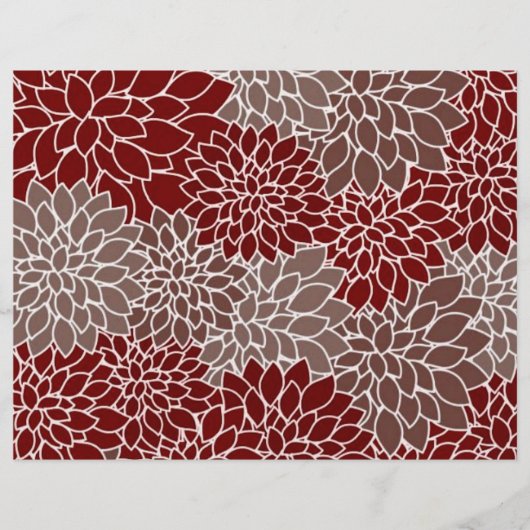 Red and silver dahlias origami paper (Voorkant)