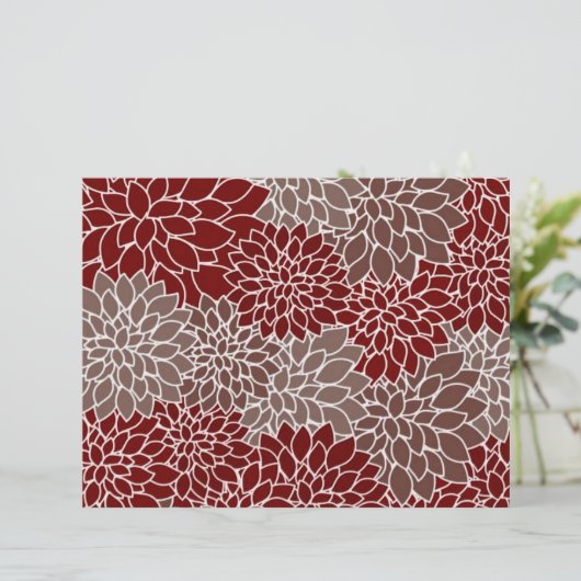 Red and silver dahlias origami paper (Staand voorkant)