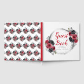 Red and Silver Elegant Flowers Birthday Party Gastenboek (Volledig)