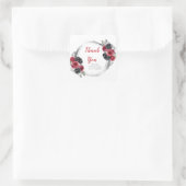 Red and Silver Elegant Flowers Birthday Party Vierkante Sticker (Tas)