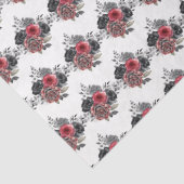 Red and Silver Elegant Flowers Tissuepapier (Detail)