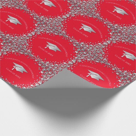 Red and Silver Graduation Cadeaupapier (Hoek)
