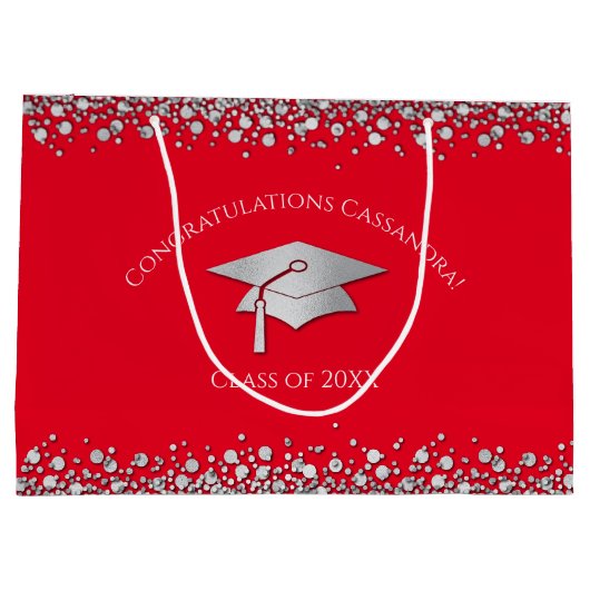 Red and Silver Graduation Groot Cadeauzakje (Achterkant)