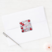 Red and Silver Heart Balloons Valentine's Day Vierkante Sticker (Envelop)
