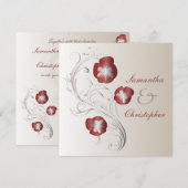 Red and Silver Pansy Wedding Kaart (Voorkant / Achterkant)