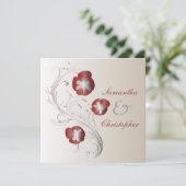 Red and Silver Pansy Wedding Kaart (Staand voorkant)