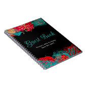 Red and Teal Blue Alcohol Ink Birthday Guest Book Notitieboek (Rechterzijde)