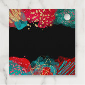 Red and Teal Blue Alcohol Ink Birthday Party Bedankjes Labels (Achterkant)