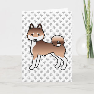 Red and White Alaskan Klee Kai Cute Cartoon Dog Kaart