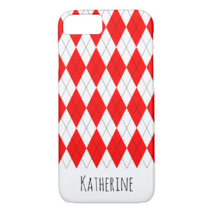 Red and White Argyle Pattern iPhone 7/8 Hoesje