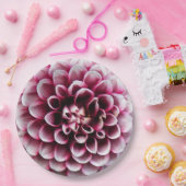 Red and White Ball Dahlia Floral Papieren Bordje (Feest)