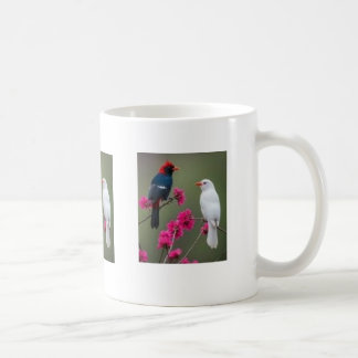 ​Red and White Birds on Pink Floral Branch Mug Koffiemok
