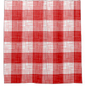 Red and White Bold Checkered Plaid Design Douchegordijn (Voorkant)