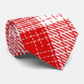 Red and White Bold Checkered Plaid Design  Stropdas (Opgerold)